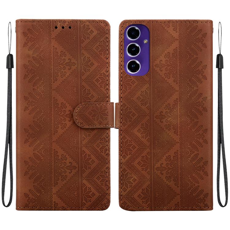 Custodia per telefono in ecopelle con motivo etnico in rilievo, For Galaxy A17 4G / 5G / A26 5G, For Galaxy A06 4G / 5G / A07 4G / 5G, For Galaxy A56 5G, For Galaxy A16 4G / 5G