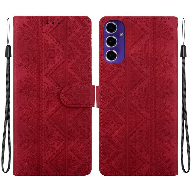 Custodia per telefono in ecopelle con motivo etnico in rilievo, For Galaxy A17 4G / 5G / A26 5G, For Galaxy A06 4G / 5G / A07 4G / 5G, For Galaxy A56 5G, For Galaxy A16 4G / 5G
