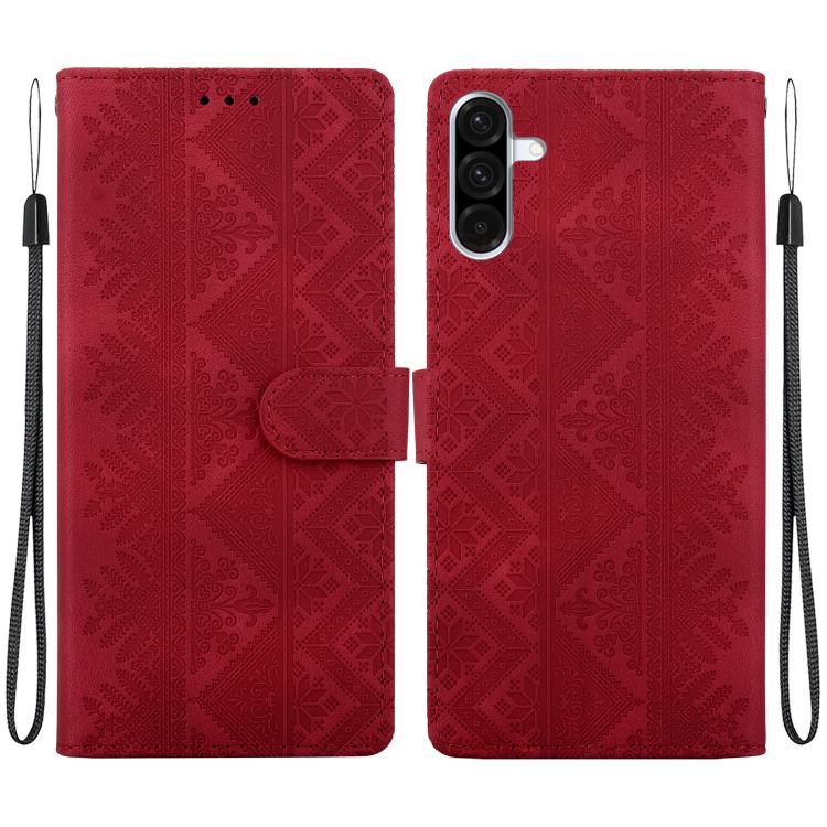 Custodia per telefono in ecopelle con motivo etnico in rilievo, For Galaxy A17 4G / 5G / A26 5G, For Galaxy A06 4G / 5G / A07 4G / 5G, For Galaxy A56 5G, For Galaxy A16 4G / 5G