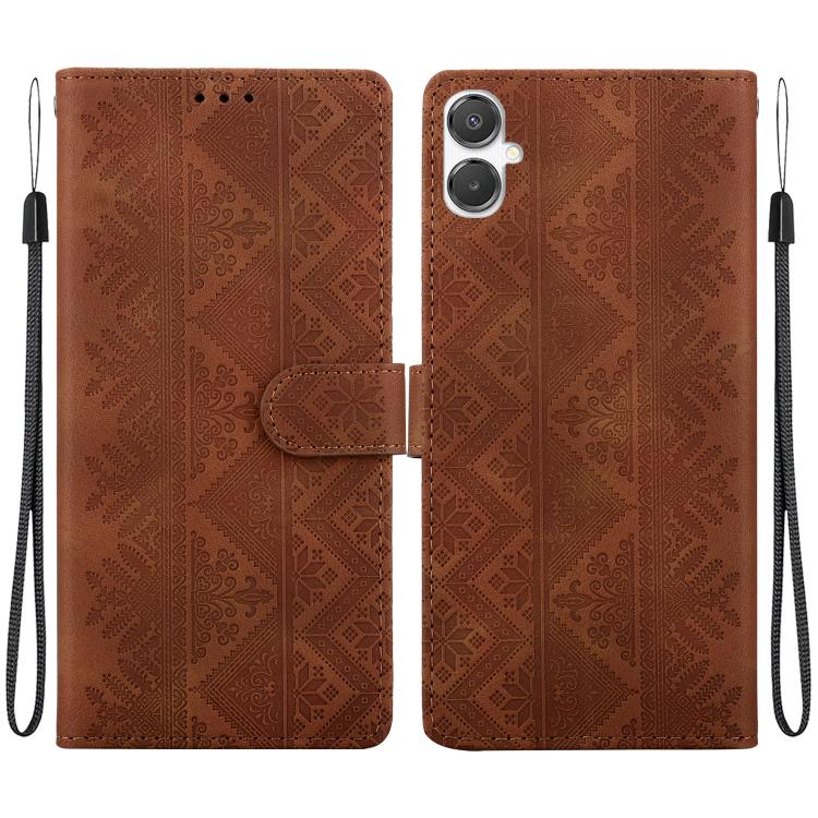 Custodia per telefono in ecopelle con motivo etnico in rilievo, For Galaxy A57 5G, For Galaxy A37 5G / A36 5G, For Galaxy A27 5G, For Galaxy A25e 5G JP