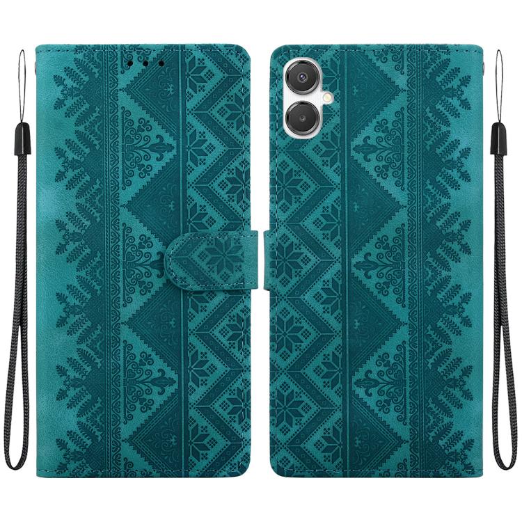 Custodia per telefono in ecopelle con motivo etnico in rilievo, For Galaxy A57 5G, For Galaxy A37 5G / A36 5G, For Galaxy A27 5G, For Galaxy A25e 5G JP