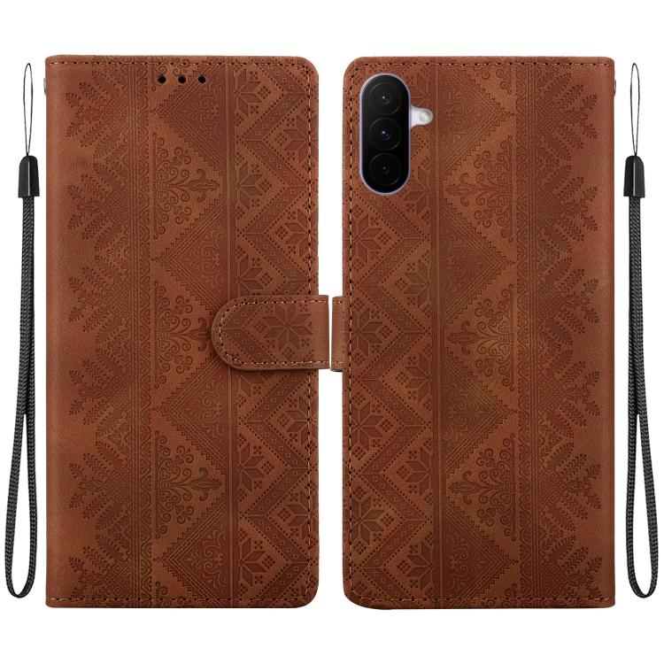 Custodia per telefono in ecopelle con motivo etnico in rilievo, For Galaxy A57 5G, For Galaxy A37 5G / A36 5G, For Galaxy A27 5G, For Galaxy A25e 5G JP