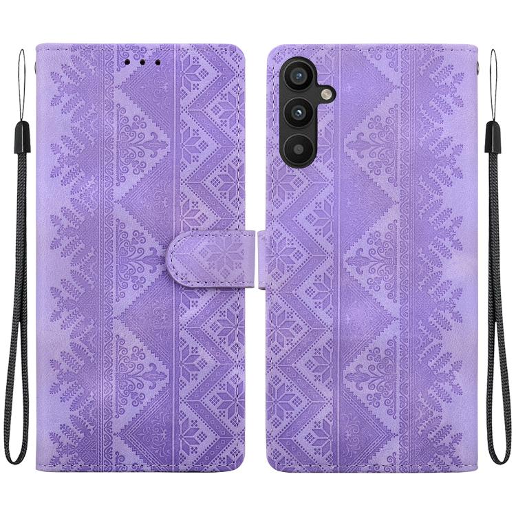 Custodia per telefono in ecopelle con motivo etnico in rilievo, For Galaxy A25 5G, For Galaxy A14 4G / 5G, For Galaxy A34 5G, For Galaxy A54 5G