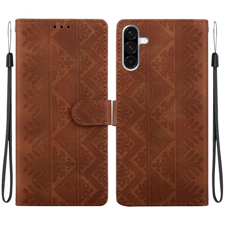 Custodia per telefono in ecopelle con motivo etnico in rilievo, For Galaxy A57 5G, For Galaxy A37 5G / A36 5G, For Galaxy A27 5G, For Galaxy A25e 5G JP