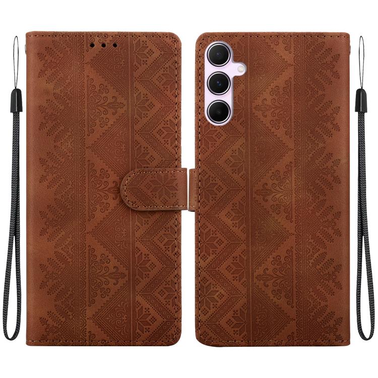 Custodia per telefono in ecopelle con motivo etnico in rilievo, For Galaxy A15 4G / 5G, For Galaxy A55 5G, For Galaxy A35 5G, For Galaxy A05s