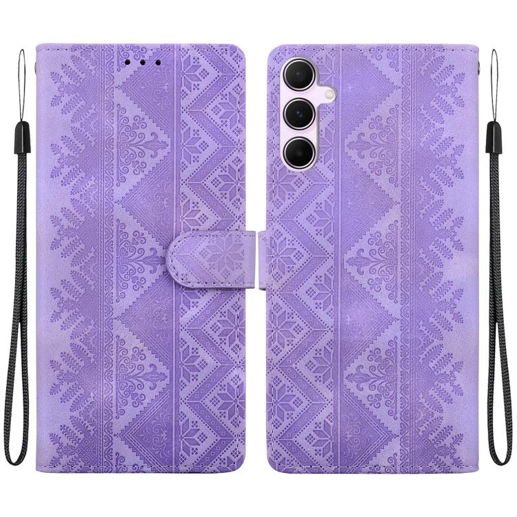 Custodia per telefono in ecopelle con motivo etnico in rilievo, For Galaxy A15 4G / 5G, For Galaxy A55 5G, For Galaxy A35 5G, For Galaxy A05s