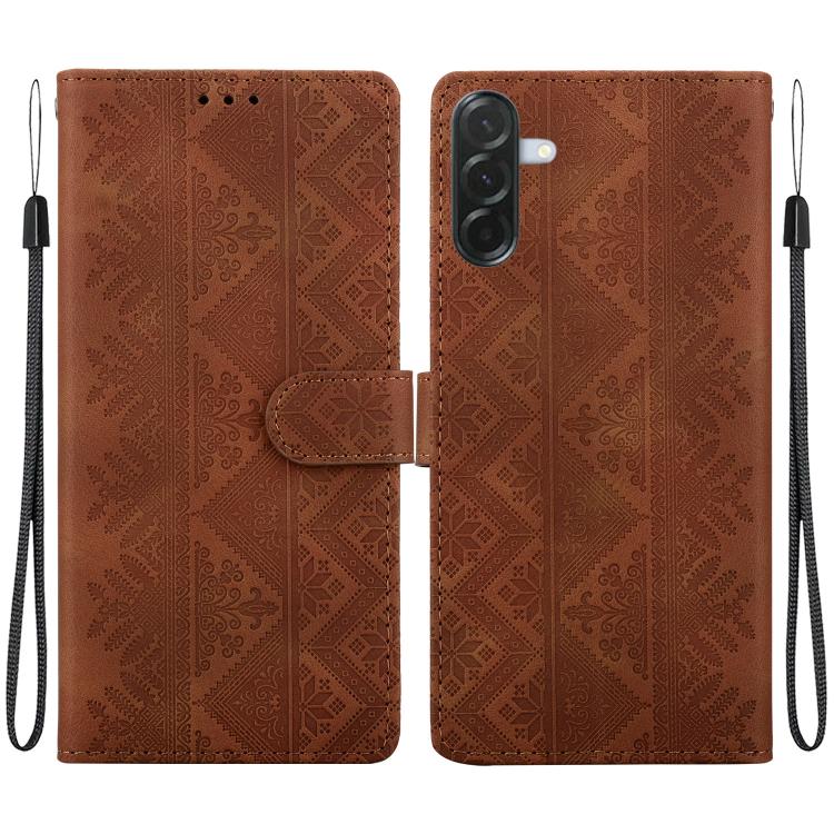 Custodia per telefono in ecopelle con motivo etnico in rilievo, For Galaxy A57 5G, For Galaxy A37 5G / A36 5G, For Galaxy A27 5G, For Galaxy A25e 5G JP