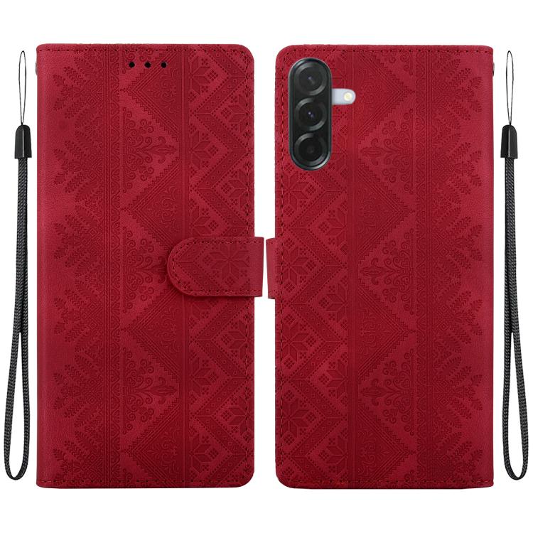 Custodia per telefono in ecopelle con motivo etnico in rilievo, For Galaxy A57 5G, For Galaxy A37 5G / A36 5G, For Galaxy A27 5G, For Galaxy A25e 5G JP