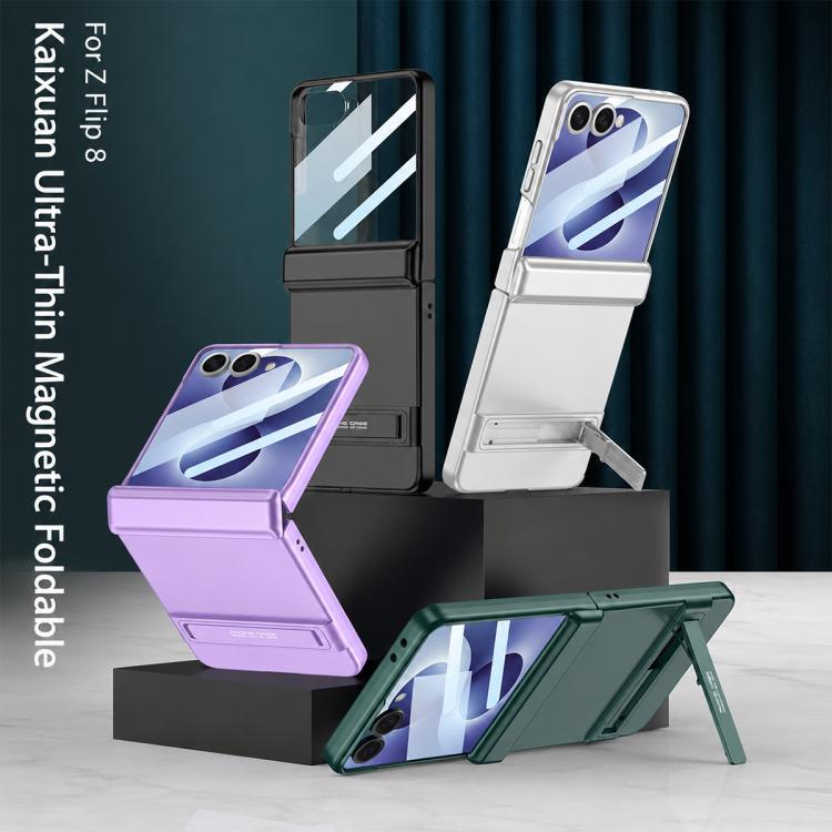 Custodia per telefono GKK Triumph ultra sottile a copertura totale con supporto magnetico integrato e chiusura a scatto., For Galaxy Z Flip8 5G