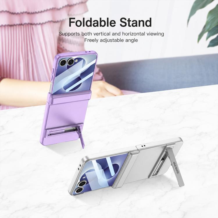 Custodia per telefono GKK Triumph ultra sottile a copertura totale con supporto magnetico integrato e chiusura a scatto., For Galaxy Z Flip8 5G