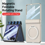 Custodia per telefono GKK con cerniera pieghevole magnetica integrata e supporto girevole, a copertura totale., For Galaxy Z Flip8 5G