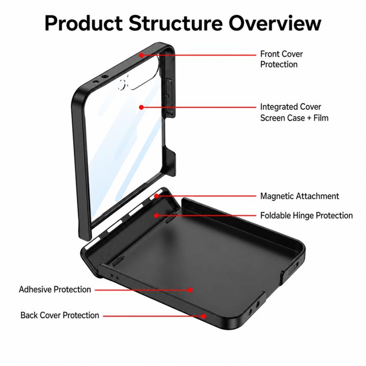 Custodia per telefono GKK con cerniera pieghevole magnetica integrata e supporto girevole, a copertura totale., For Galaxy Z Flip8 5G