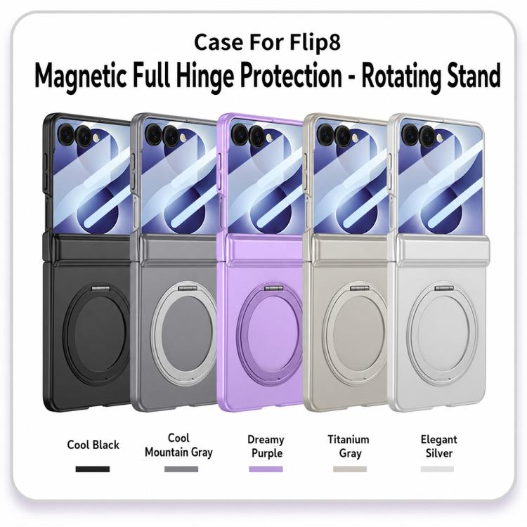 Custodia per telefono GKK con cerniera pieghevole magnetica integrata e supporto girevole, a copertura totale., For Galaxy Z Flip8 5G