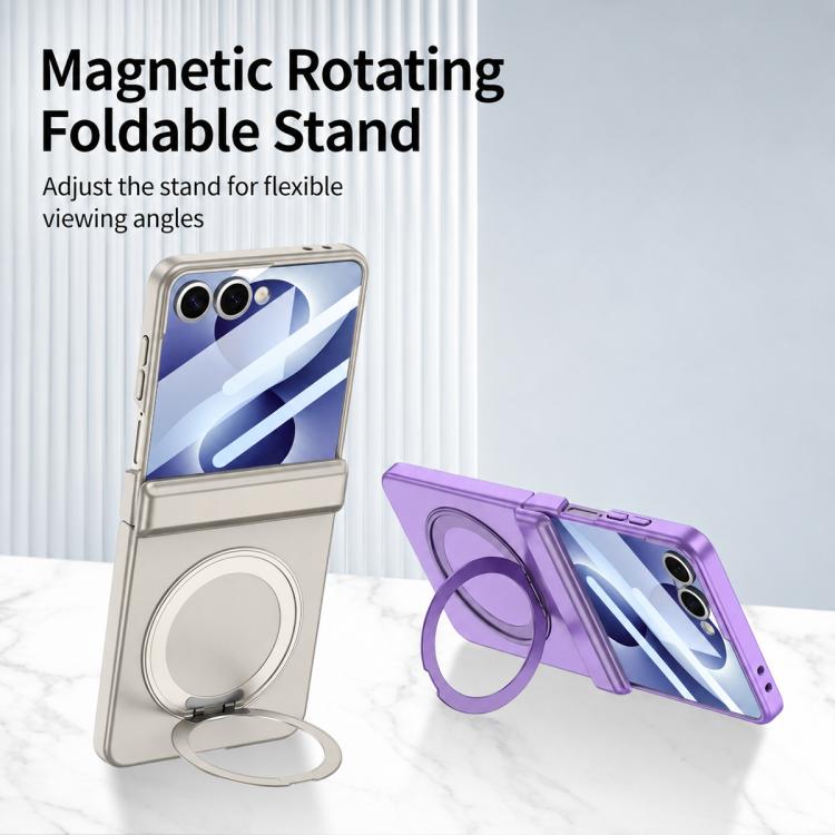 Custodia per telefono GKK con cerniera pieghevole magnetica integrata e supporto girevole, a copertura totale., For Galaxy Z Flip8 5G