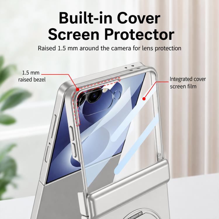 Custodia per telefono GKK con cerniera pieghevole magnetica integrata e supporto girevole, a copertura totale., For Galaxy Z Flip8 5G