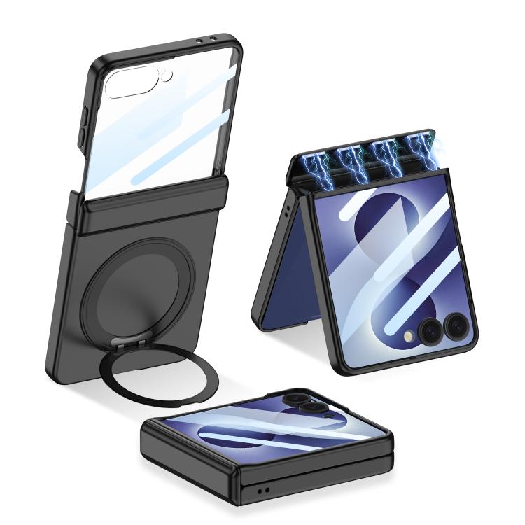 Custodia per telefono GKK con cerniera pieghevole magnetica integrata e supporto girevole, a copertura totale., For Galaxy Z Flip8 5G
