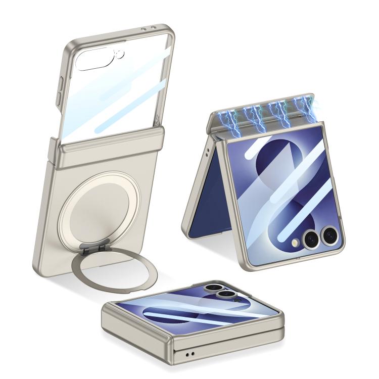 Custodia per telefono GKK con cerniera pieghevole magnetica integrata e supporto girevole, a copertura totale., For Galaxy Z Flip8 5G