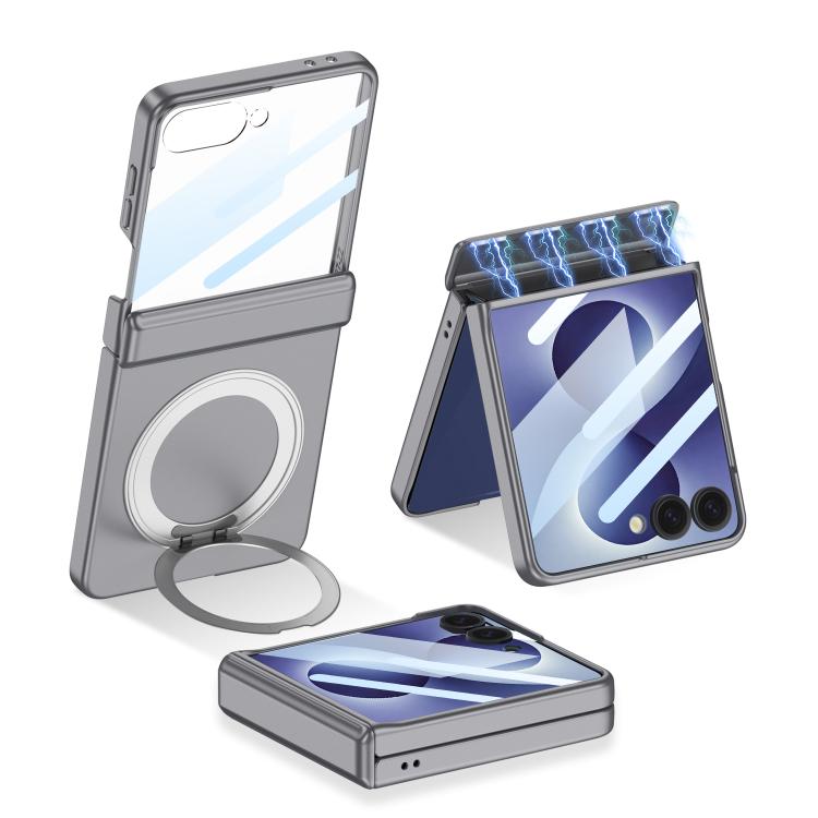 Custodia per telefono GKK con cerniera pieghevole magnetica integrata e supporto girevole, a copertura totale., For Galaxy Z Flip8 5G