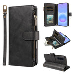 P03 Custodia per telefono in similpelle di vitello con 9 scomparti per carte, chiusura a cerniera e cinturino da polso, For Galaxy A57 5G, For Galaxy A37 5G, For Galaxy A27 5G, For Galaxy A07 5G / A06 5G / 4G