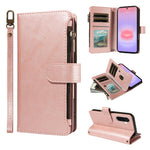 P03 Custodia per telefono in similpelle di vitello con 9 scomparti per carte, chiusura a cerniera e cinturino da polso, For Galaxy A57 5G, For Galaxy A37 5G, For Galaxy A27 5G, For Galaxy A07 5G / A06 5G / 4G
