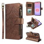 P03 Custodia per telefono in similpelle di vitello con 9 scomparti per carte, chiusura a cerniera e cinturino da polso, For Galaxy A57 5G, For Galaxy A37 5G, For Galaxy A27 5G, For Galaxy A07 5G / A06 5G / 4G