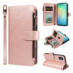 P03 Custodia per telefono in similpelle di vitello con 9 scomparti per carte, chiusura a cerniera e cinturino da polso, For Galaxy A57 5G, For Galaxy A37 5G, For Galaxy A27 5G, For Galaxy A07 5G / A06 5G / 4G