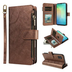 P03 Custodia per telefono in similpelle di vitello con 9 scomparti per carte, chiusura a cerniera e cinturino da polso, For Galaxy A57 5G, For Galaxy A37 5G, For Galaxy A27 5G, For Galaxy A07 5G / A06 5G / 4G