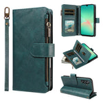 P03 Custodia per telefono in similpelle di vitello con 9 scomparti per carte, chiusura a cerniera e cinturino da polso, For Galaxy A26 / A17 / A16 5G, For Galaxy A36 / A56 5G, For Galaxy A15 5G, For Galaxy A55 5G