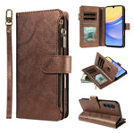 P03 Custodia per telefono in similpelle di vitello con 9 scomparti per carte, chiusura a cerniera e cinturino da polso, For Galaxy A26 / A17 / A16 5G, For Galaxy A36 / A56 5G, For Galaxy A15 5G, For Galaxy A55 5G