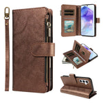 P03 Custodia per telefono in similpelle di vitello con 9 scomparti per carte, chiusura a cerniera e cinturino da polso, For Galaxy A26 / A17 / A16 5G, For Galaxy A36 / A56 5G, For Galaxy A15 5G, For Galaxy A55 5G
