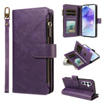 P03 Custodia per telefono in similpelle di vitello con 9 scomparti per carte, chiusura a cerniera e cinturino da polso, For Galaxy A26 / A17 / A16 5G, For Galaxy A36 / A56 5G, For Galaxy A15 5G, For Galaxy A55 5G