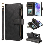 P03 Custodia per telefono in similpelle di vitello con 9 scomparti per carte, chiusura a cerniera e cinturino da polso, For Galaxy A26 / A17 / A16 5G, For Galaxy A36 / A56 5G, For Galaxy A15 5G, For Galaxy A55 5G