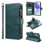 P03 Custodia per telefono in similpelle di vitello con 9 scomparti per carte, chiusura a cerniera e cinturino da polso, For Galaxy A26 / A17 / A16 5G, For Galaxy A36 / A56 5G, For Galaxy A15 5G, For Galaxy A55 5G