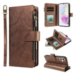 P03 Custodia per telefono in similpelle di vitello con 9 scomparti per carte, chiusura a cerniera e cinturino da polso, For Galaxy A35 5G, For Galaxy A05, For Galaxy A05s, For Galaxy A25 5G