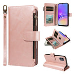 P03 Custodia per telefono in similpelle di vitello con 9 scomparti per carte, chiusura a cerniera e cinturino da polso, For Galaxy A35 5G, For Galaxy A05, For Galaxy A05s, For Galaxy A25 5G