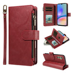 P03 Custodia per telefono in similpelle di vitello con 9 scomparti per carte, chiusura a cerniera e cinturino da polso, For Galaxy A35 5G, For Galaxy A05, For Galaxy A05s, For Galaxy A25 5G