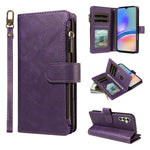 P03 Custodia per telefono in similpelle di vitello con 9 scomparti per carte, chiusura a cerniera e cinturino da polso, For Galaxy A35 5G, For Galaxy A05, For Galaxy A05s, For Galaxy A25 5G