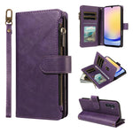P03 Custodia per telefono in similpelle di vitello con 9 scomparti per carte, chiusura a cerniera e cinturino da polso, For Galaxy A35 5G, For Galaxy A05, For Galaxy A05s, For Galaxy A25 5G