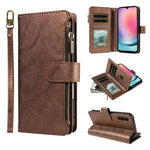P03 Custodia per telefono in similpelle di vitello con 9 scomparti per carte, chiusura a cerniera e cinturino da polso, For Galaxy A24 4G, For Galaxy A34 5G, For Galaxy A54 5G, For Galaxy A14 5G