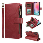 P03 Custodia per telefono in similpelle di vitello con 9 scomparti per carte, chiusura a cerniera e cinturino da polso, For Galaxy A24 4G, For Galaxy A34 5G, For Galaxy A54 5G, For Galaxy A14 5G