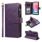 P03 Custodia per telefono in similpelle di vitello con 9 scomparti per carte, chiusura a cerniera e cinturino da polso, For Galaxy A24 4G, For Galaxy A34 5G, For Galaxy A54 5G, For Galaxy A14 5G