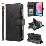 P03 Custodia per telefono in similpelle di vitello con 9 scomparti per carte, chiusura a cerniera e cinturino da polso, For Galaxy A24 4G, For Galaxy A34 5G, For Galaxy A54 5G, For Galaxy A14 5G