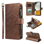 P03 Custodia per telefono in similpelle di vitello con 9 scomparti per carte, chiusura a cerniera e cinturino da polso, For Galaxy A24 4G, For Galaxy A34 5G, For Galaxy A54 5G, For Galaxy A14 5G