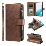 P03 Custodia per telefono in similpelle di vitello con 9 scomparti per carte, chiusura a cerniera e cinturino da polso, For Galaxy A24 4G, For Galaxy A34 5G, For Galaxy A54 5G, For Galaxy A14 5G