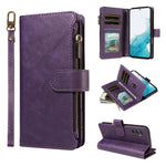 P03 Custodia per telefono in similpelle di vitello con 9 scomparti per carte, chiusura a cerniera e cinturino da polso, For Galaxy A24 4G, For Galaxy A34 5G, For Galaxy A54 5G, For Galaxy A14 5G