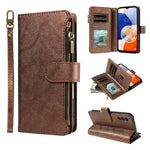 P03 Custodia per telefono in similpelle di vitello con 9 scomparti per carte, chiusura a cerniera e cinturino da polso, For Galaxy A24 4G, For Galaxy A34 5G, For Galaxy A54 5G, For Galaxy A14 5G