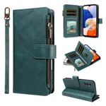 P03 Custodia per telefono in similpelle di vitello con 9 scomparti per carte, chiusura a cerniera e cinturino da polso, For Galaxy A24 4G, For Galaxy A34 5G, For Galaxy A54 5G, For Galaxy A14 5G