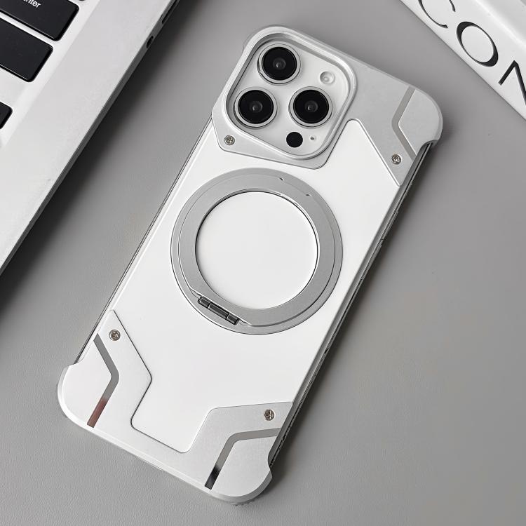 Custodia per telefono in silicone con supporto magnetico e armatura senza cornice., For iPhone 14 Pro Max, For iPhone 13 Pro Max