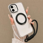 Custodia per telefono antiurto con airbag, supporto magnetico girevole e cinturino da polso., For iPhone 13 Pro, For iPhone 13, For iPhone 12