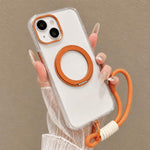 Custodia per telefono antiurto con airbag, supporto magnetico girevole e cinturino da polso., For iPhone 13 Pro, For iPhone 13, For iPhone 12